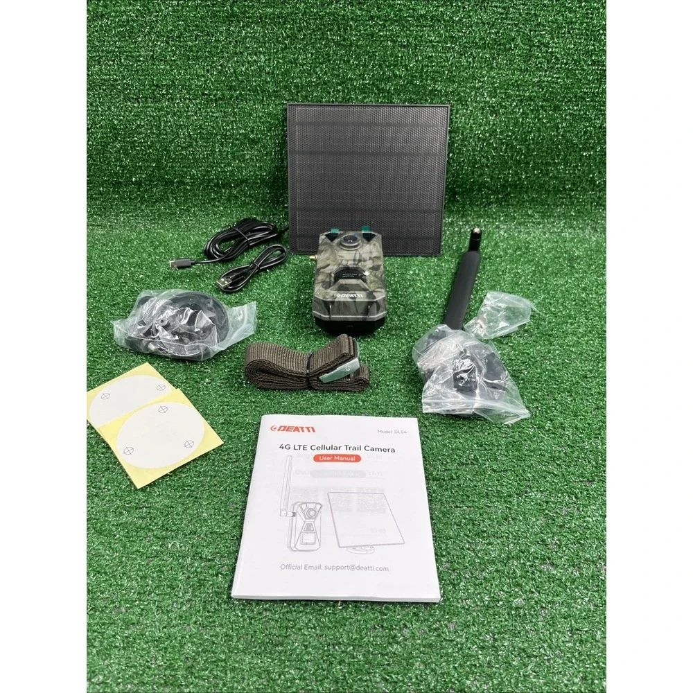 DEATTI 4G LTE Cellular Trail‎ Cameras 64GB TF Card 2.7K HD Solar New Open Box